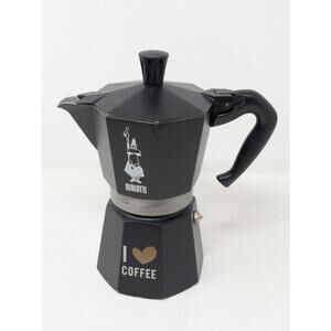 Bialetti Moka Express 3 CUP I LOVE COFFEE Maker BLACK Stovetop Percolator Ltd.ed